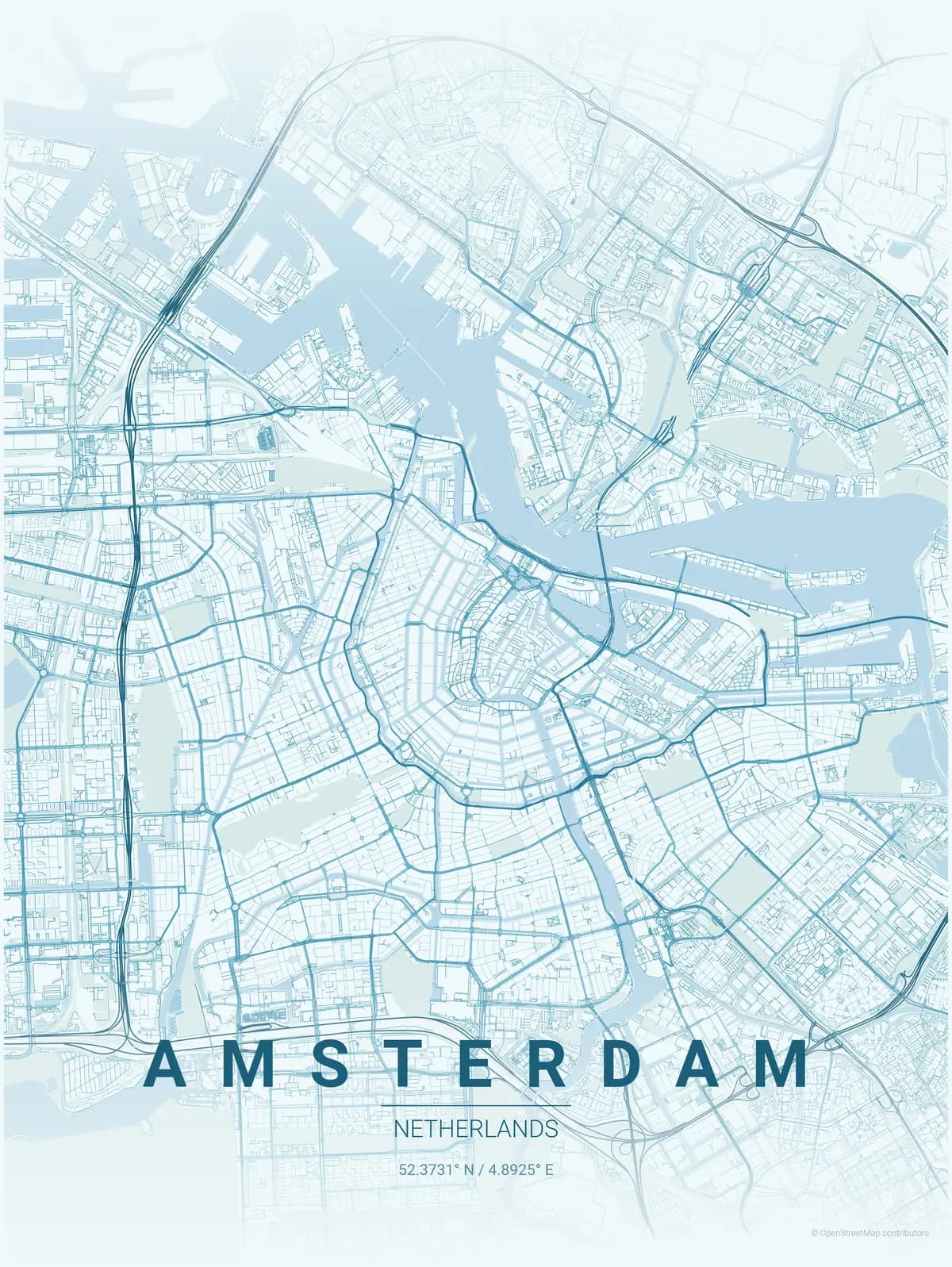 Amsterdam map poster in Ocean theme