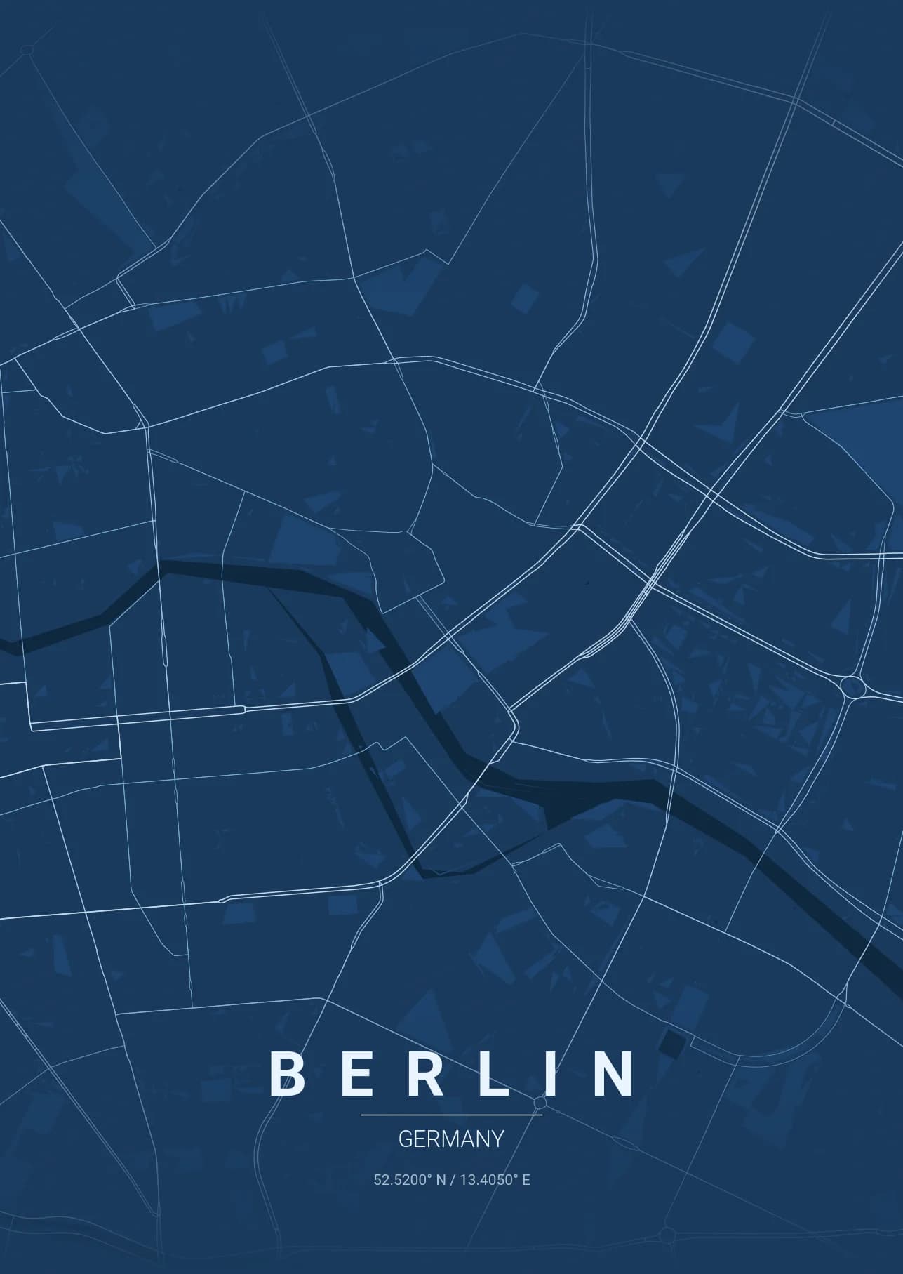 Berlin map poster in Noir theme