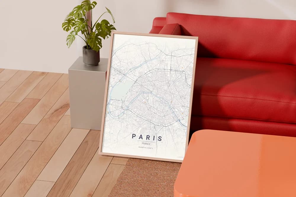 Map poster displayed as a gift