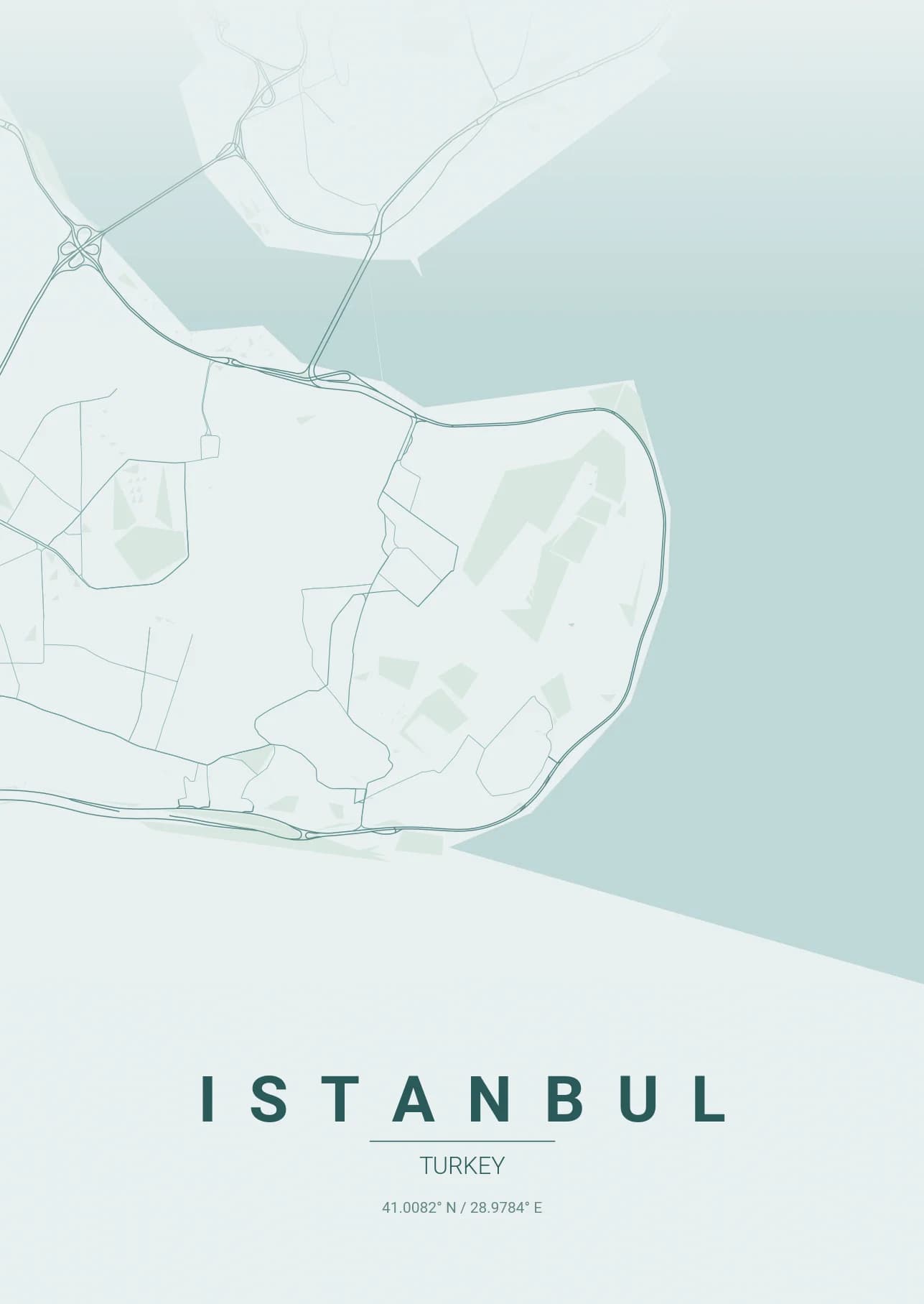Istanbul map poster in Copper Patina theme