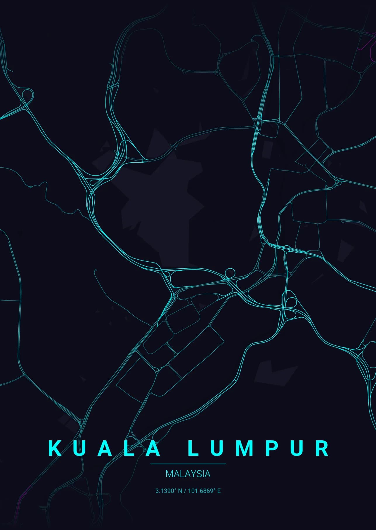 Kuala Lumpur map poster in Forest theme