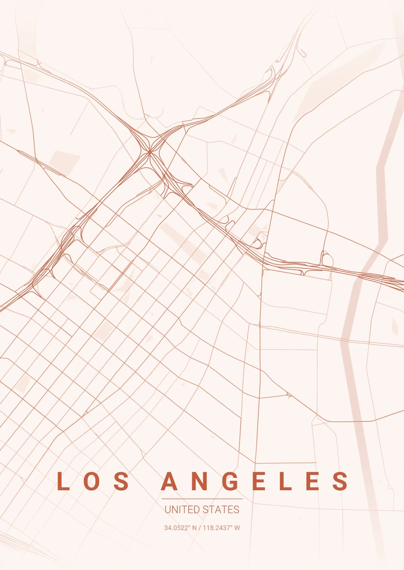 Los Angeles map poster in Sunset theme