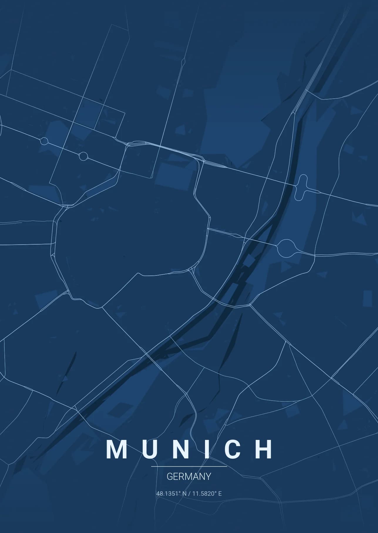 Munich map poster in Emerald theme