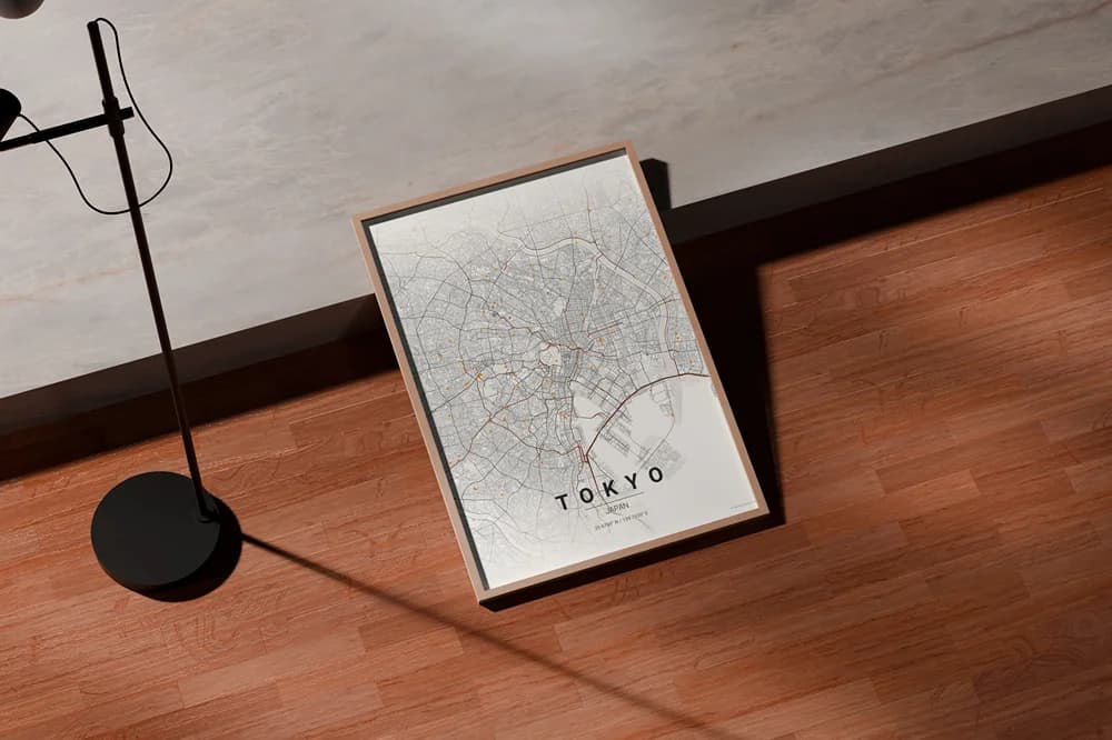 Map poster in an office setting