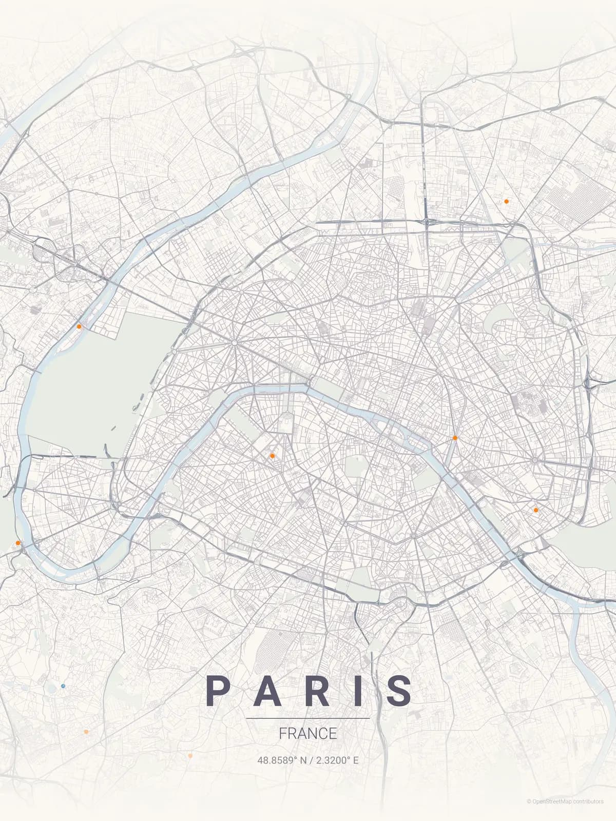 Paris map poster in Pastel Dream theme