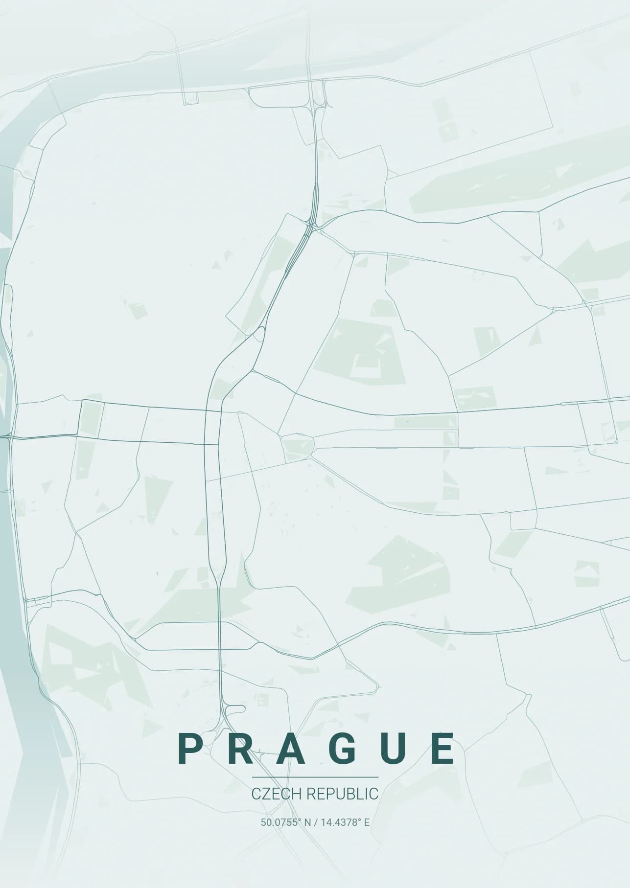 Prague map poster in Copper Patina theme