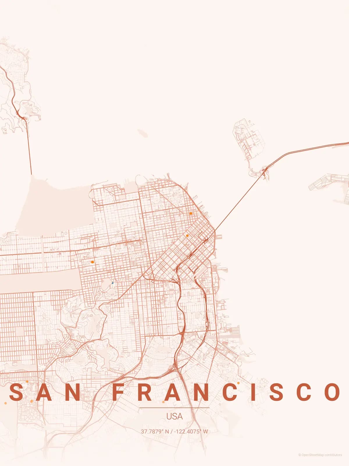 San Francisco map poster in Sunset theme