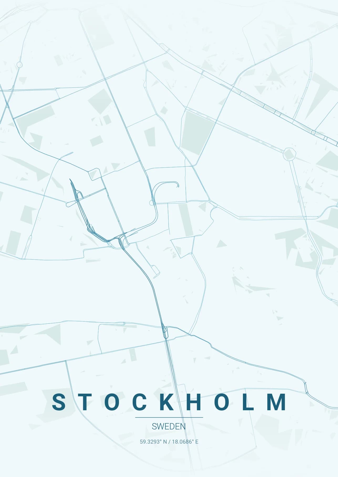 Stockholm map poster in Ocean theme