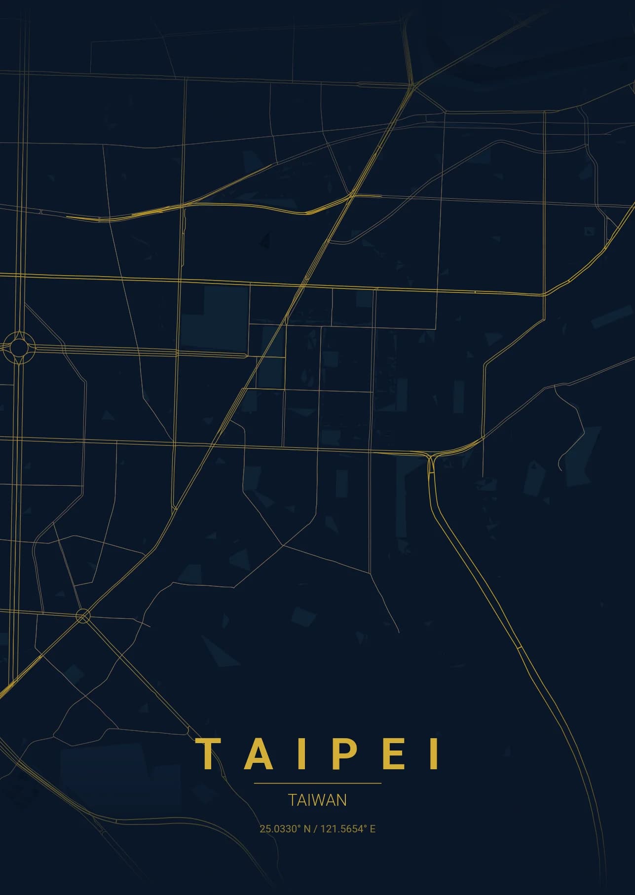 Taipei map poster in Ocean theme