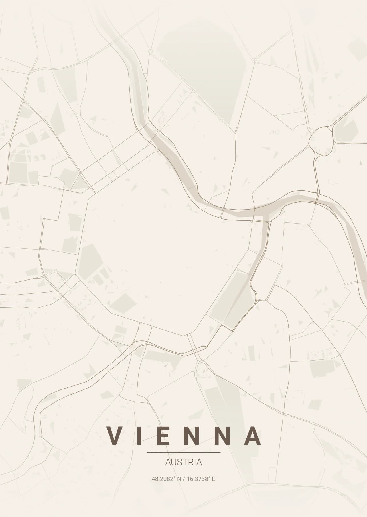 Vienna map poster in Pastel Dream theme