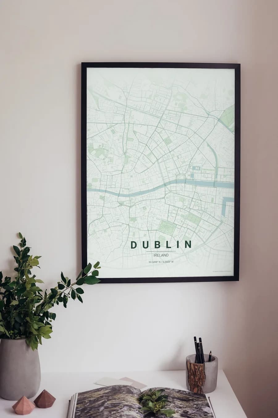 Poster della mappa di Dublino: piazze georgiane divise dal Liffey