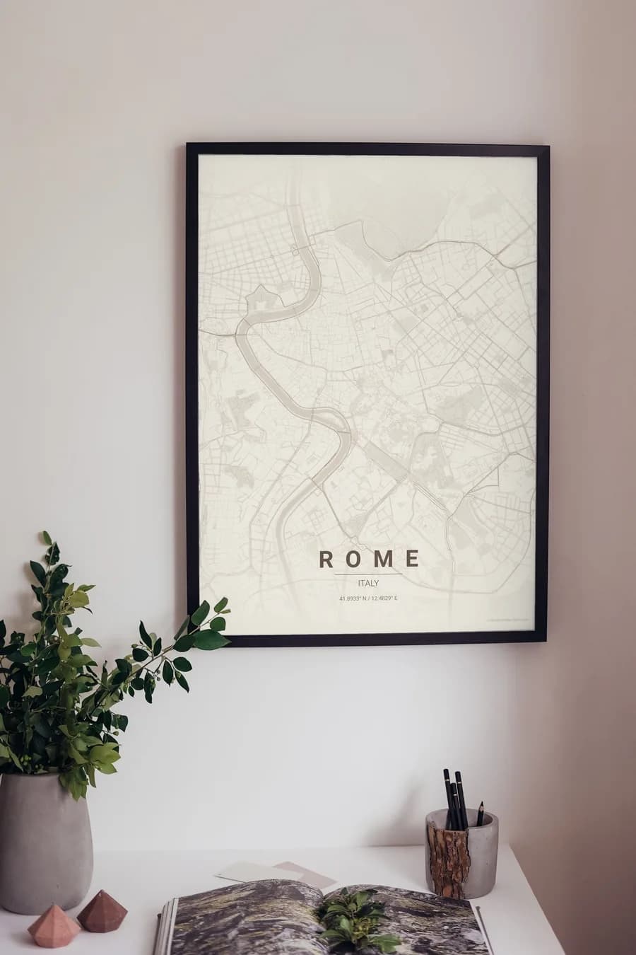 Poster della mappa di Roma: sette colli, il Tevere e duemila anni di strade