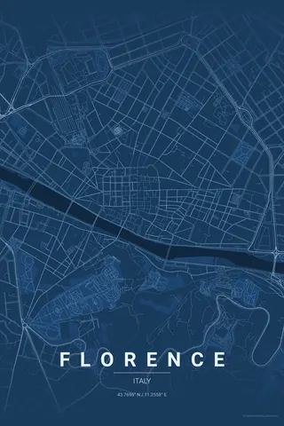 Poster della mappa di Florence nel tema Blueprint