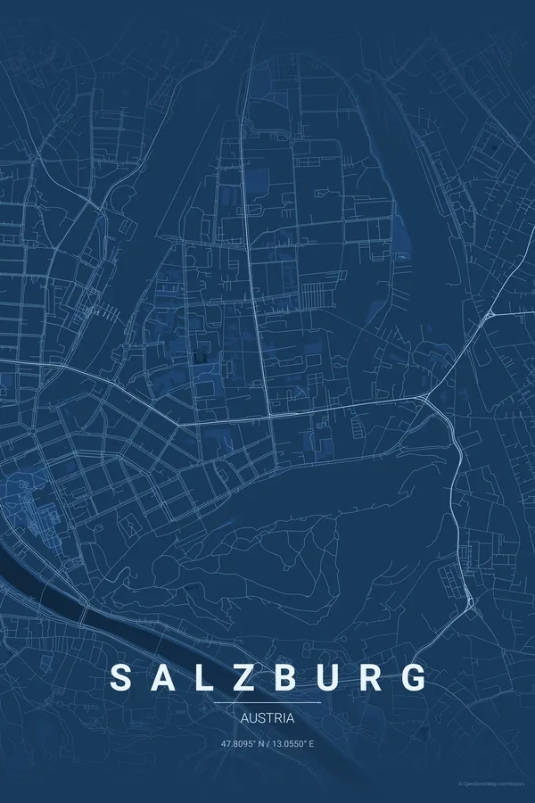 Blueprint 主题的Salzburg地图海报