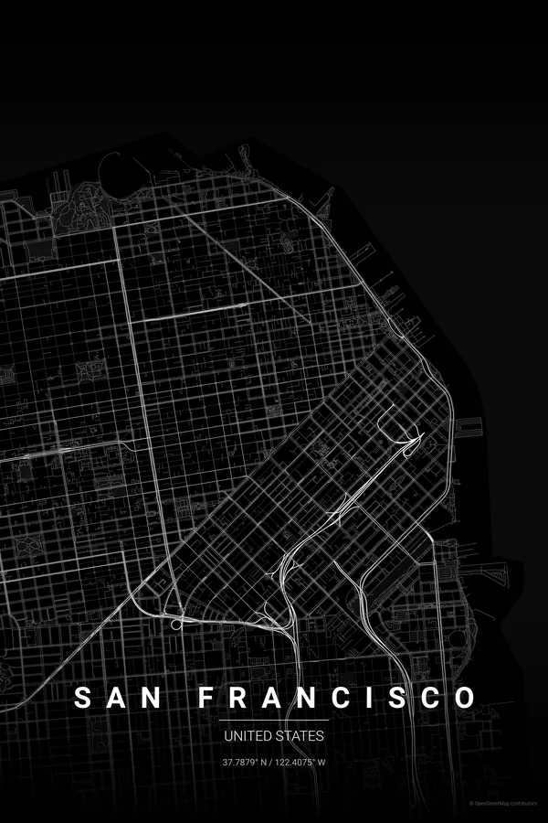 Karteposter över San Francisco i temat Noir
