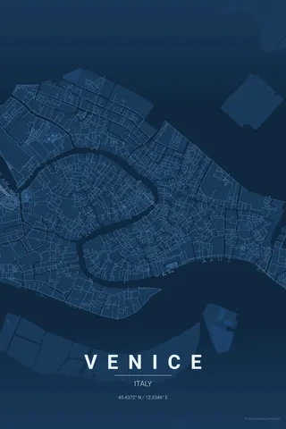 Poster della mappa di Venice nel tema Blueprint